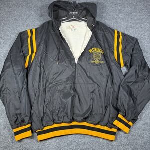 Vintage Champion Mens XL Hooded Black Yellow Windbreaker 1/4 Zip Westminster 80s